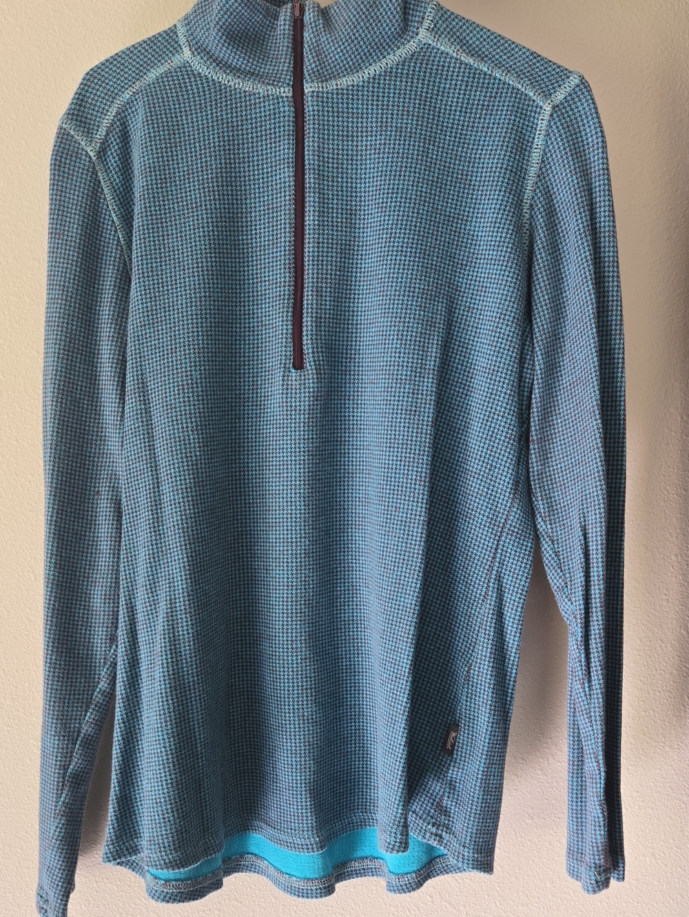 Woolrich Teal/purple Grid Quarter-Zip Pullover